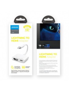 Joyroom-adapter Lightning (hane) till digital HDMI (hona) + Lightning (hona) FullHD 1080p 60Hz vit (S-H141 vit) adapter