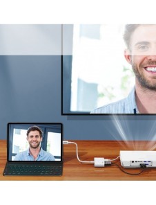 Joyroom-adapter Lightning (hane) till digital HDMI (hona) + Lightning (hona) FullHD 1080p 60Hz vit (S-H141 vit) adapter