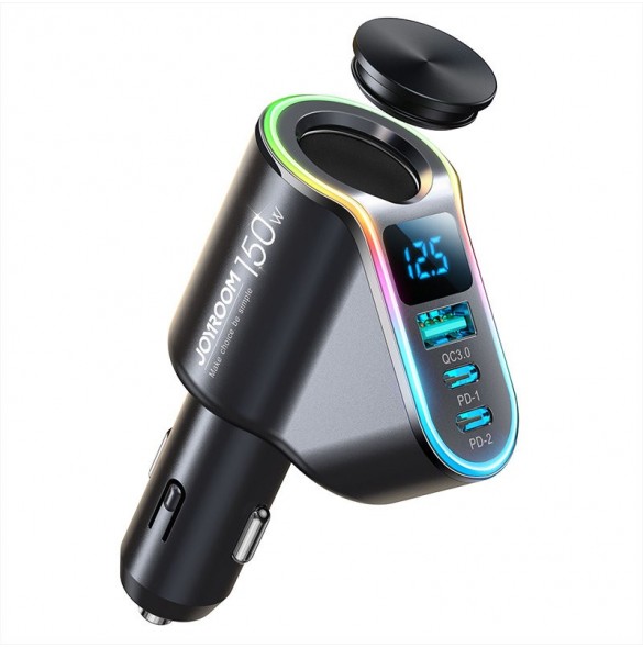 Joyroom snabb billaddare 4in1 USB-A QC3.0 / 2xUSB-C PD 150W svart (JR-CL21)