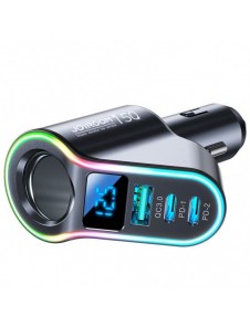 Joyroom snabb billaddare 4in1 USB-A QC3.0 / 2xUSB-C PD 150W svart (JR-CL21)