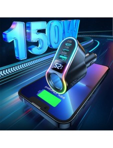 Joyroom snabb billaddare 4in1 USB-A QC3.0 / 2xUSB-C PD 150W svart (JR-CL21)