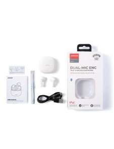 Joyroom TWS hörlurar trådlös ENC vattentät IPX4 Bluetooth 5.3 vit (JR-TL11)