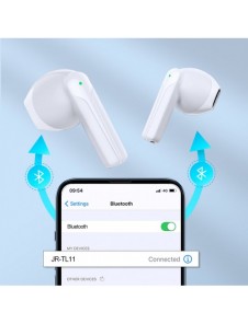 Joyroom TWS hörlurar trådlös ENC vattentät IPX4 Bluetooth 5.3 vit (JR-TL11)