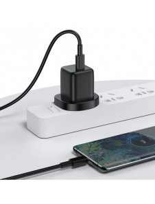 Joyroom liten snabbladdare USB Typ C PD 25W UK-kontakt svart + USB Typ C - USB Typ C-kabel (L-P251)