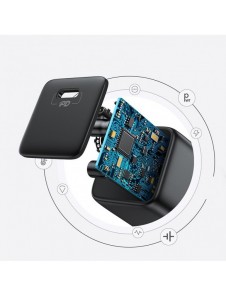 Joyroom liten snabbladdare USB Typ C PD 25W UK-kontakt svart + USB Typ C - USB Typ C-kabel (L-P251)