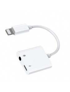 Joyroom universal Lightning-adapter - 3,5 mm minijack med laddningsport vit (S-Y105)