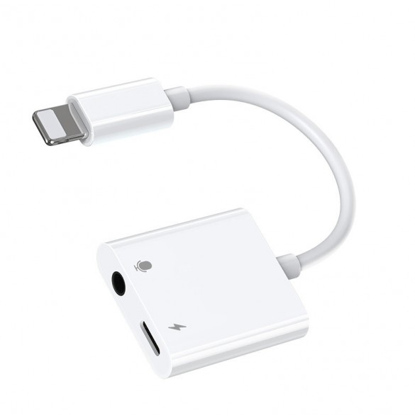 Joyroom universal Lightning-adapter - 3,5 mm minijack med laddningsport vit (S-Y105)