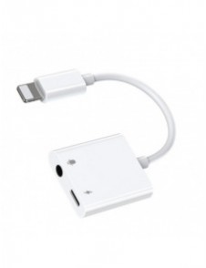 Joyroom universal Lightning-adapter - 3,5 mm minijack med laddningsport vit (S-Y105)
