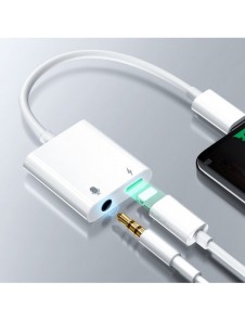Joyroom universal Lightning-adapter - 3,5 mm minijack med laddningsport vit (S-Y105)
