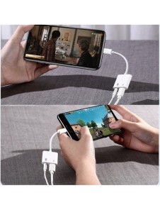 Joyroom universal Lightning-adapter - 3,5 mm minijack med laddningsport vit (S-Y105)