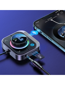 Joyroom FM-sändare / snabb billaddare 30W (2xUSB-A / USB-C PD) svart (JR-CL18)
