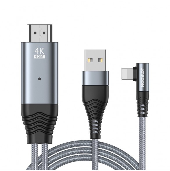 Joyroom Lightning till HDMI 4K 60Hz adapter skärm spegelvänd grå (SY-35L1)