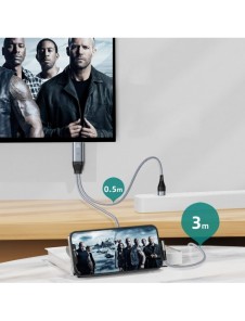 Joyroom Lightning till HDMI 4K 60Hz adapter skärm spegelvänd grå (SY-35L1)