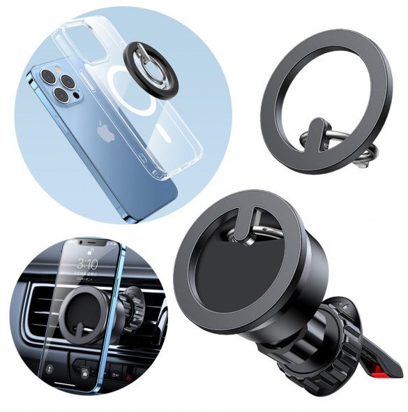 Joyroom kit multifunktionell magnetisk bilhållare ringtelefonstöd svart (JR-ZS294)