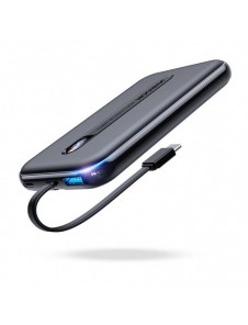 Joyroom Linglong powerbank 10000mAh 20W Strömförsörjning Snabbladdning USB / USB Typ C / inbyggd USB Type C-kabel svart JR-L001