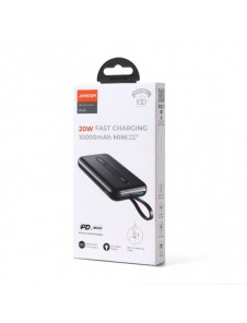 Joyroom Linglong powerbank 10000mAh 20W Strömförsörjning Snabbladdning USB / USB Typ C / inbyggd USB Type C-kabel svart JR-L001