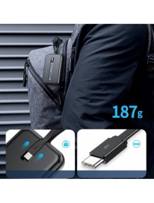 Joyroom Linglong powerbank 10000mAh 20W Strömförsörjning Snabbladdning USB / USB Typ C / inbyggd USB Type C-kabel svart JR-L001