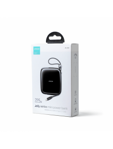 Joyroom powerbank 10000mAh Jelly Series 22,5W med inbyggd USB C-kabel svart (JR-L002)
