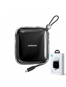Joyroom powerbank 10000mAh Jelly Series 22,5W med inbyggd USB C-kabel svart (JR-L002)