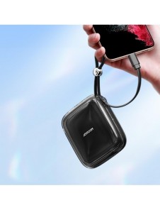 Joyroom powerbank 10000mAh Jelly Series 22,5W med inbyggd USB C-kabel svart (JR-L002)