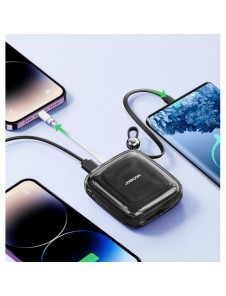 Joyroom powerbank 10000mAh Jelly Series 22,5W med inbyggd USB C-kabel svart (JR-L002)