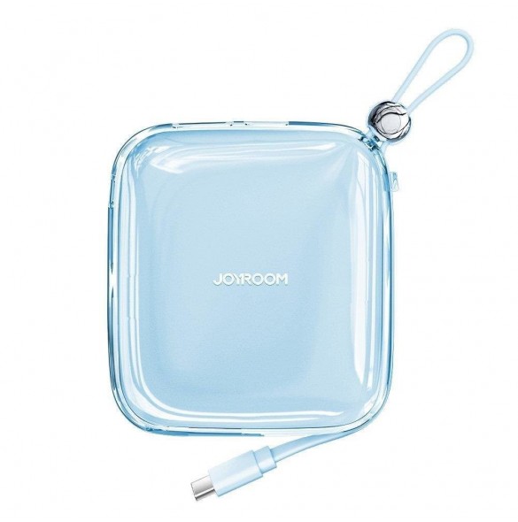 Joyroom powerbank 10000mAh Jelly Series 22,5W med inbyggd USB C-kabel blå (JR-L002)