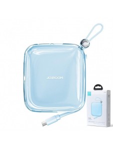 Joyroom powerbank 10000mAh Jelly Series 22,5W med inbyggd USB C-kabel blå (JR-L002)