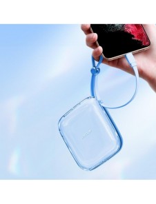 Joyroom powerbank 10000mAh Jelly Series 22,5W med inbyggd USB C-kabel blå (JR-L002)