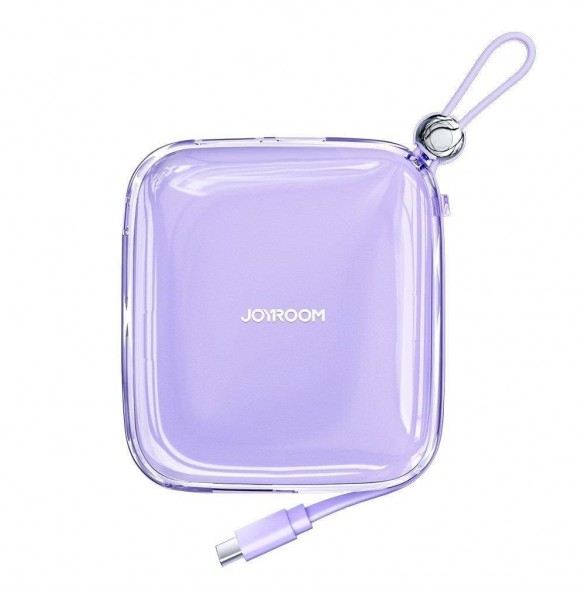 Joyroom powerbank 10000mAh Jelly Series 22,5W med inbyggd USB C-kabel lila (JR-L002)
