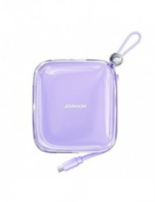 Joyroom powerbank 10000mAh Jelly Series 22,5W med inbyggd USB C-kabel lila (JR-L002)