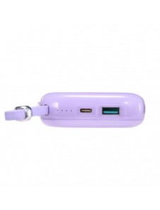 Joyroom powerbank 10000mAh Jelly Series 22,5W med inbyggd USB C-kabel lila (JR-L002)
