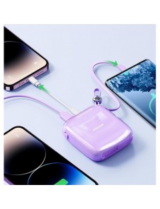 Joyroom powerbank 10000mAh Jelly Series 22,5W med inbyggd USB C-kabel lila (JR-L002)
