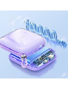 Joyroom powerbank 10000mAh Jelly Series 22,5W med inbyggd USB C-kabel lila (JR-L002)
