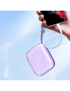 Joyroom powerbank 10000mAh Jelly Series 22,5W med inbyggd USB C-kabel lila (JR-L002)