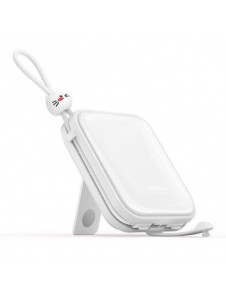 Joyroom powerbank med USB C och Lightning-kablar och stativ Cutie Series 10000mAh 22,5W vit (JR-L008)