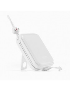 Joyroom powerbank med USB C och Lightning-kablar och stativ Cutie Series 10000mAh 22,5W vit (JR-L008)