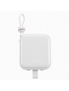 Joyroom powerbank med USB C och Lightning-kablar och stativ Cutie Series 10000mAh 22,5W vit (JR-L008)