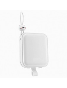 Joyroom powerbank med USB C och Lightning-kablar och stativ Cutie Series 10000mAh 22,5W vit (JR-L008)