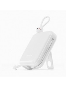 Joyroom powerbank med USB C och Lightning-kablar och stativ Cutie Series 10000mAh 22,5W vit (JR-L008)