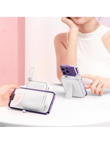 Joyroom powerbank med USB C och Lightning-kablar och stativ Cutie Series 10000mAh 22,5W vit (JR-L008)