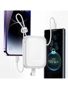 Joyroom powerbank med USB C och Lightning-kablar och stativ Cutie Series 10000mAh 22,5W vit (JR-L008)