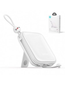 Joyroom powerbank med USB C och Lightning-kablar och stativ Cutie Series 10000mAh 22,5W vit (JR-L008)
