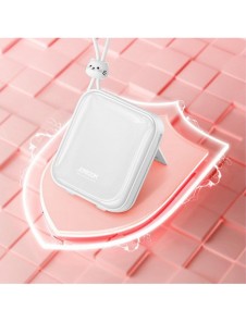 Joyroom powerbank med USB C och Lightning-kablar och stativ Cutie Series 10000mAh 22,5W vit (JR-L008)