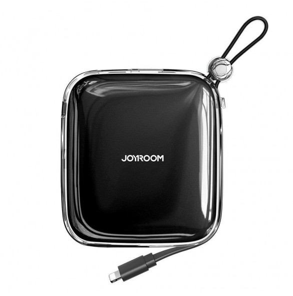 Joyroom powerbank 10000mAh Jelly Series 22,5W med inbyggd Lightning-kabel svart (JR-L003)