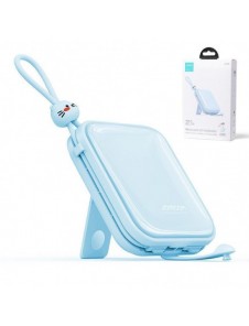 Joyroom powerbank med USB C och Lightning-kablar och stativ Cutie Series 10000mAh 22,5W blå (JR-L008)