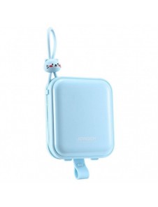 Joyroom powerbank med USB C och Lightning-kablar och stativ Cutie Series 10000mAh 22,5W blå (JR-L008)