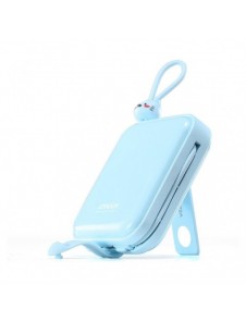 Joyroom powerbank med USB C och Lightning-kablar och stativ Cutie Series 10000mAh 22,5W blå (JR-L008)