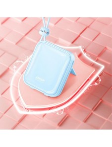 Joyroom powerbank med USB C och Lightning-kablar och stativ Cutie Series 10000mAh 22,5W blå (JR-L008)