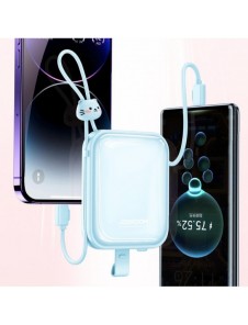 Joyroom powerbank med USB C och Lightning-kablar och stativ Cutie Series 10000mAh 22,5W blå (JR-L008)
