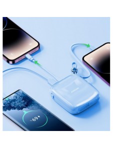 Joyroom powerbank 10000mAh Jelly Series 22,5W med inbyggd Lightning-kabel blå (JR-L003)
